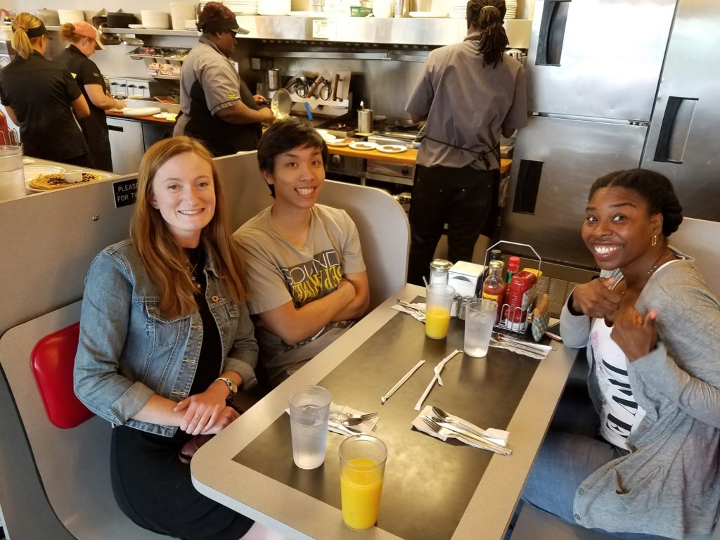 students eating at a restaurant