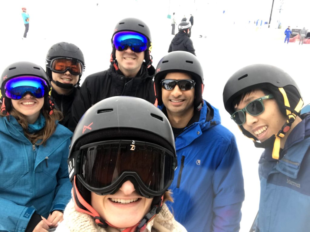 students at a ski trip
