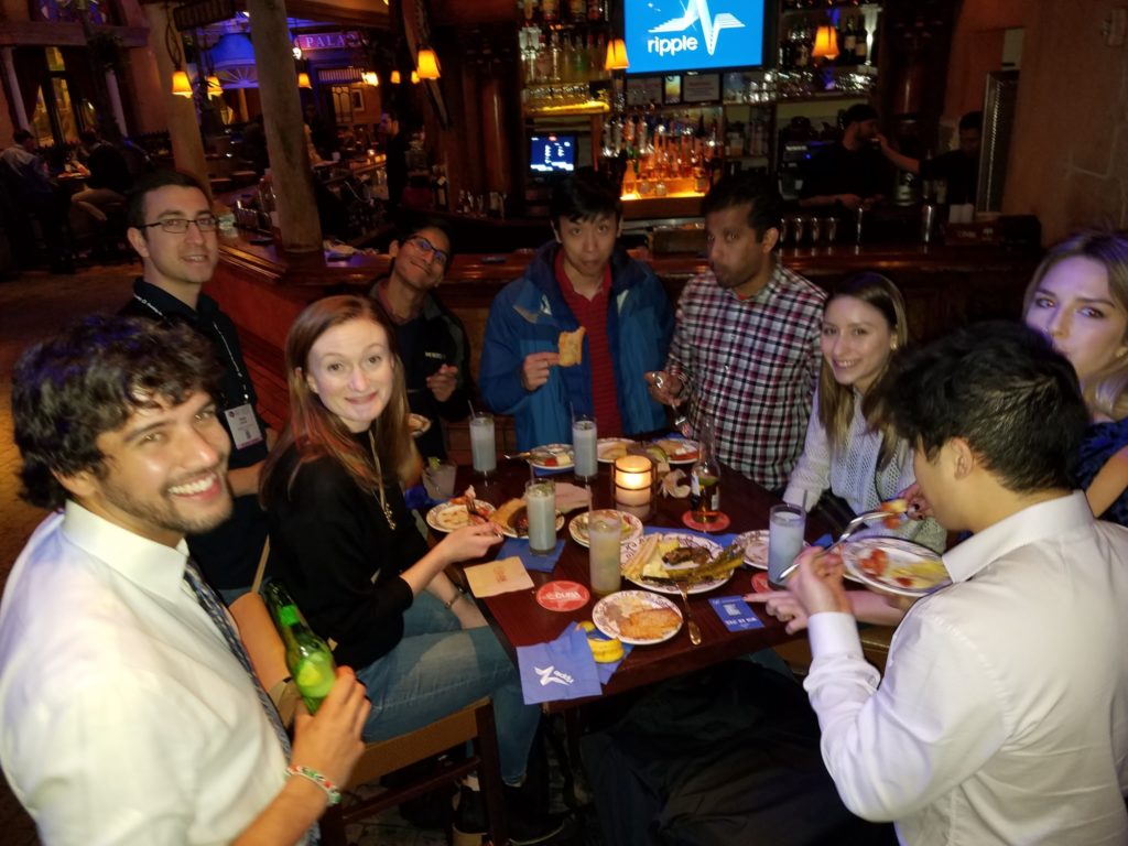 lab group eating at a restaurant